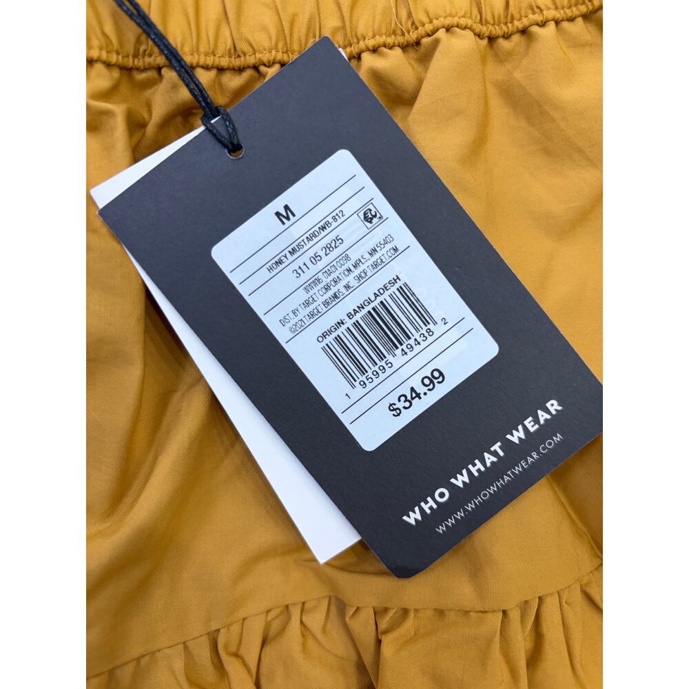 Who What Wear Mustard Tiered Skirt Medium Cottagecore Fall Statement NWT - Picture 2 of 5
